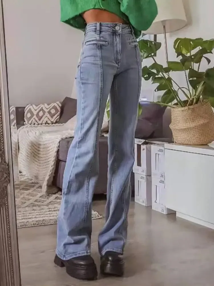 Retro Mid-Waist Flared Jeans