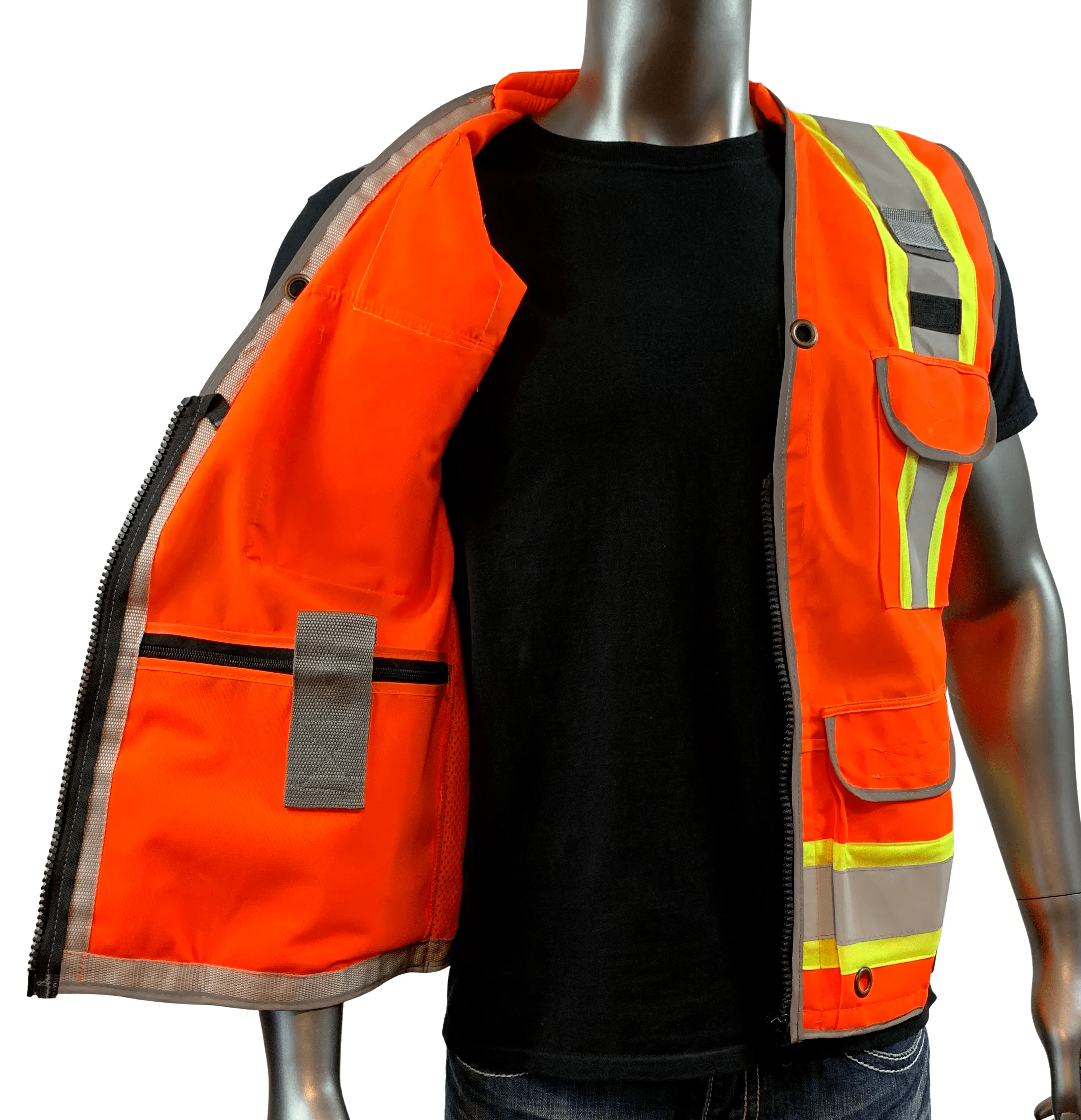 REXZUS A Reflective Vest Class 2 Heavy Woven Two Tone Engineer Hi Viz Safety Vest 3M 8712 Tape