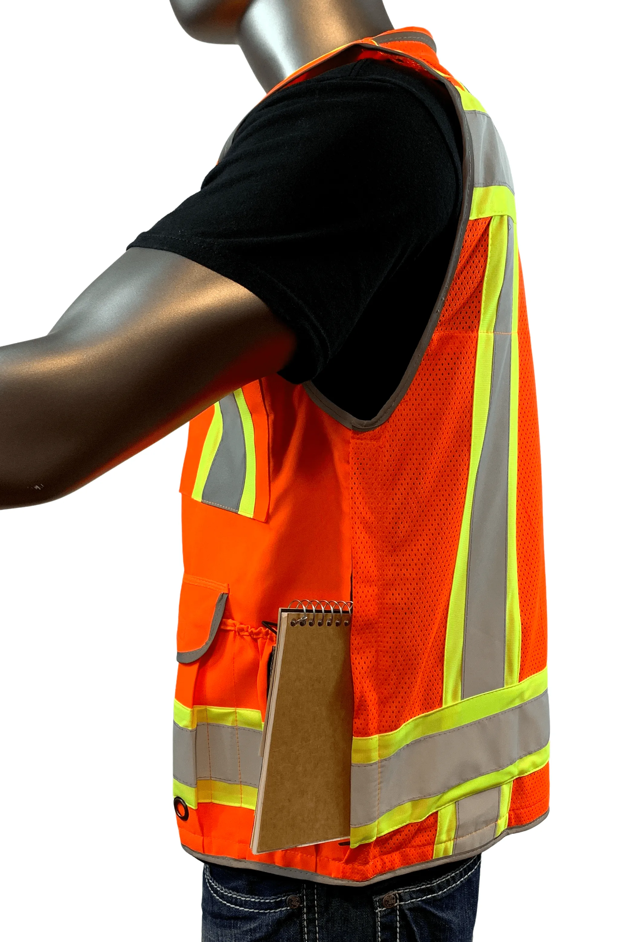 REXZUS A Reflective Vest Class 2 Heavy Woven Two Tone Engineer Hi Viz Safety Vest 3M 8712 Tape