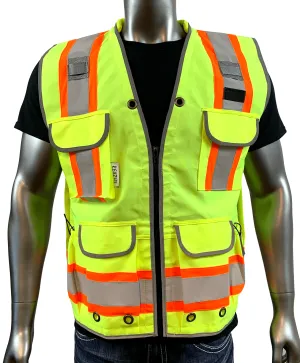 REXZUS A Reflective Vest Class 2 Heavy Woven Two Tone Engineer Hi Viz Safety Vest 3M 8712 Tape