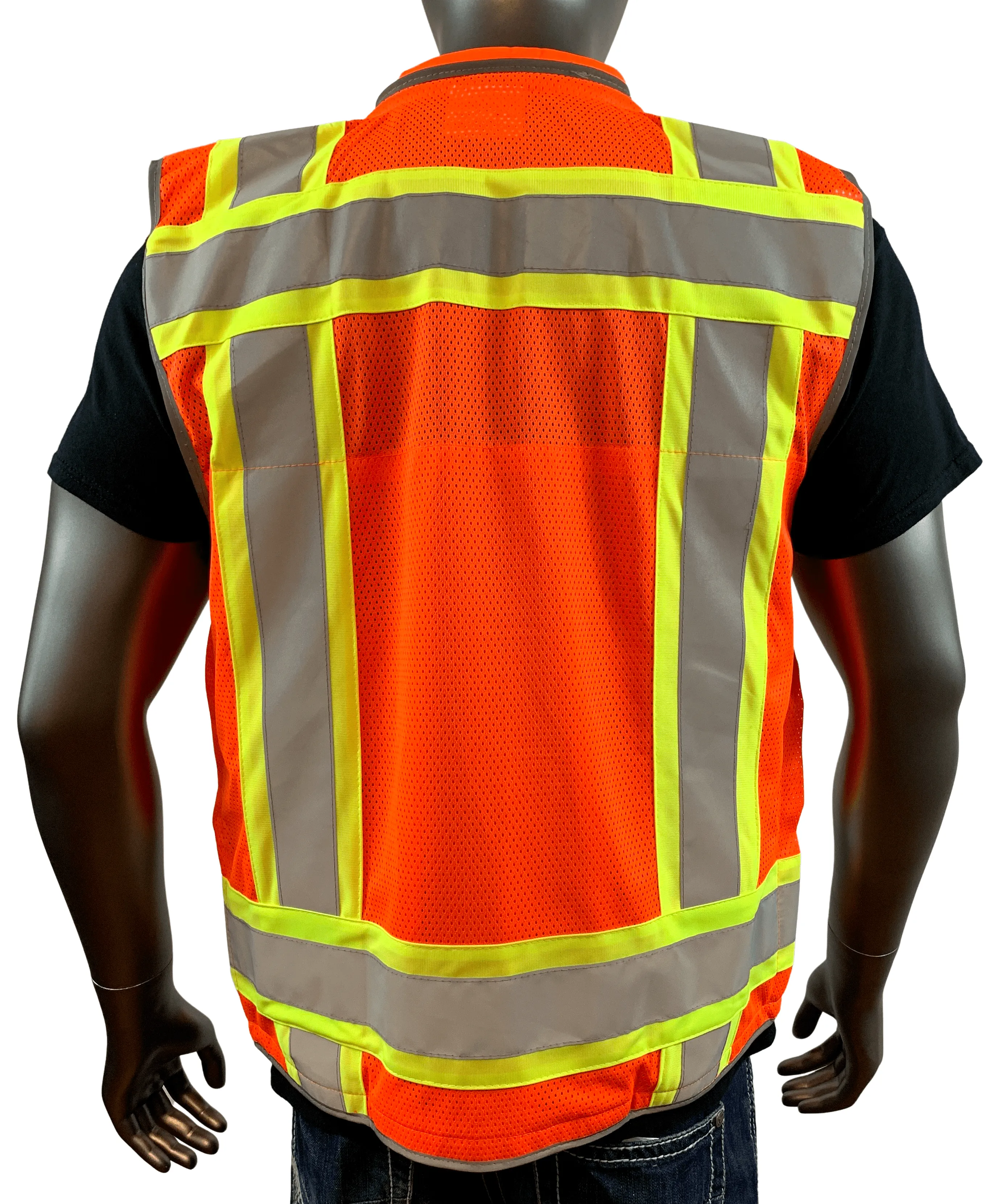 REXZUS A Reflective Vest Class 2 Heavy Woven Two Tone Engineer Hi Viz Safety Vest 3M 8712 Tape