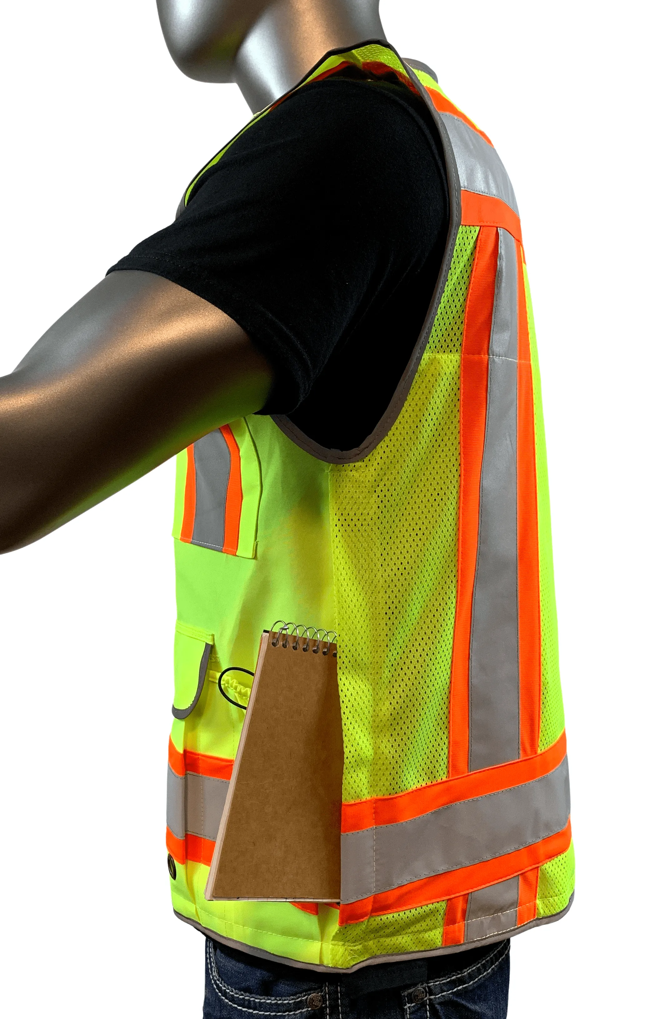 REXZUS A Reflective Vest Class 2 Heavy Woven Two Tone Engineer Hi Viz Safety Vest 3M 8712 Tape