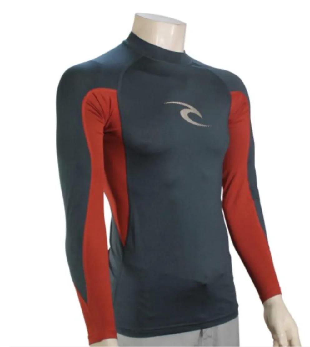 Rip Curl Waves Mens Long Sleeve Rash Vest In Navy Marle