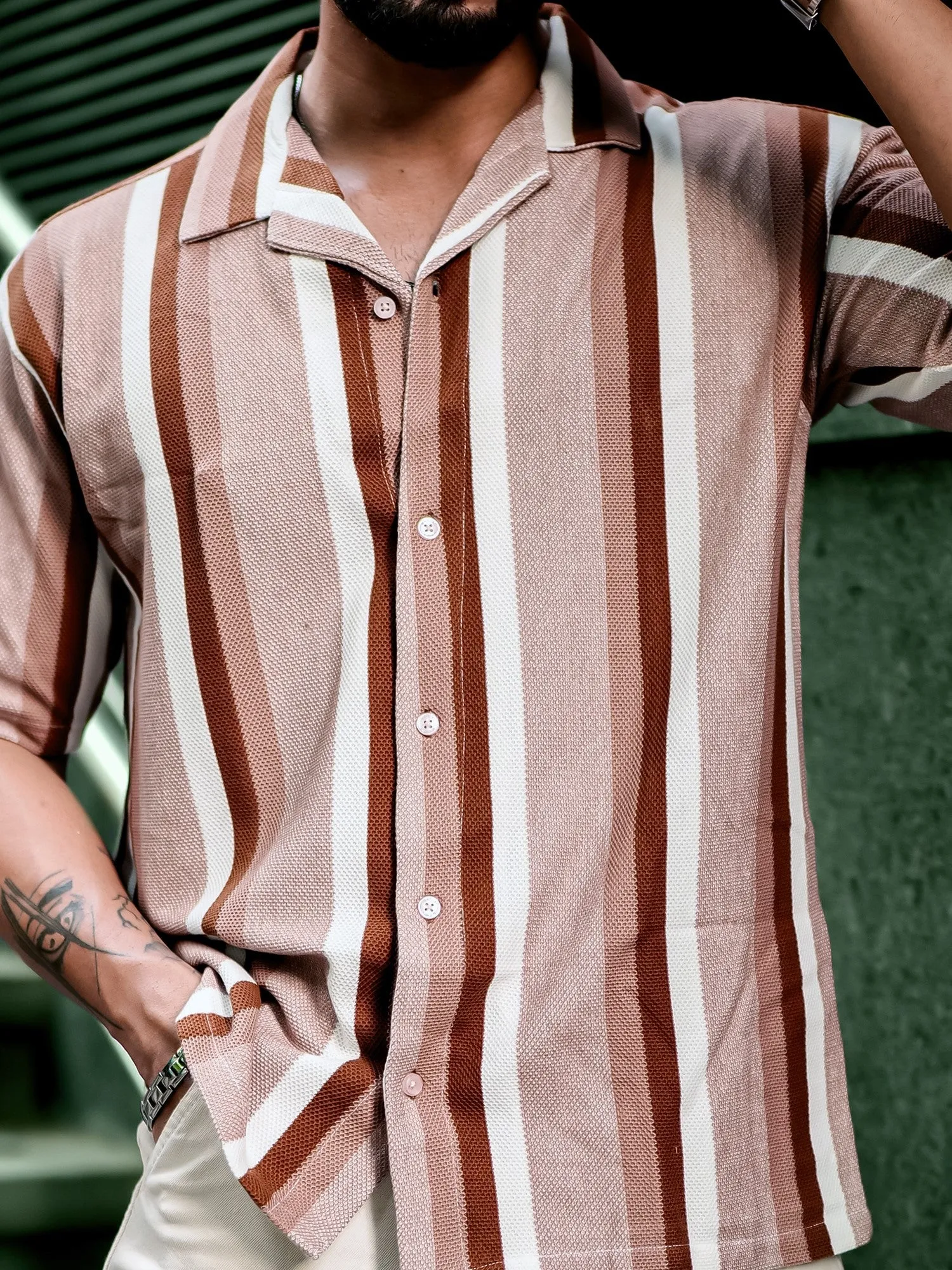 Roman Stripe Brown Shirt