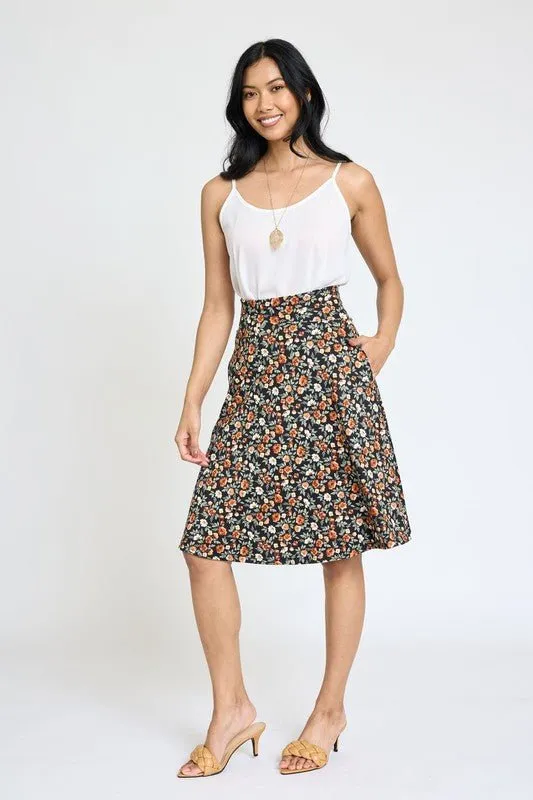 Secrete Garden Floral Midi Skirt