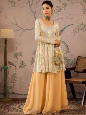 Sequin Embroidered Kurta With Palazzo Set