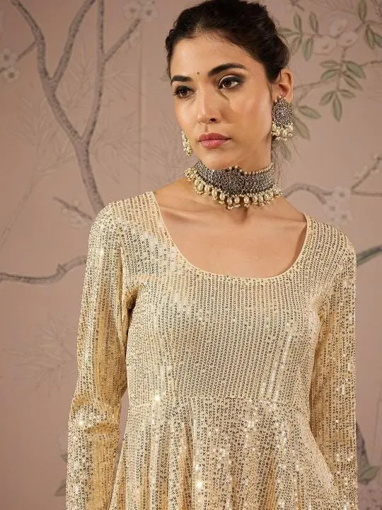 Sequin Embroidered Kurta With Palazzo Set