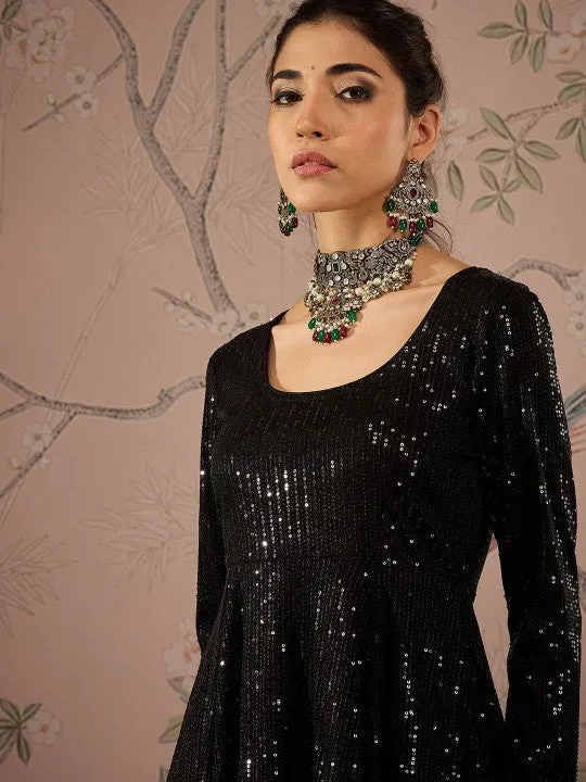 Sequin Embroidered Kurta With Palazzo Set