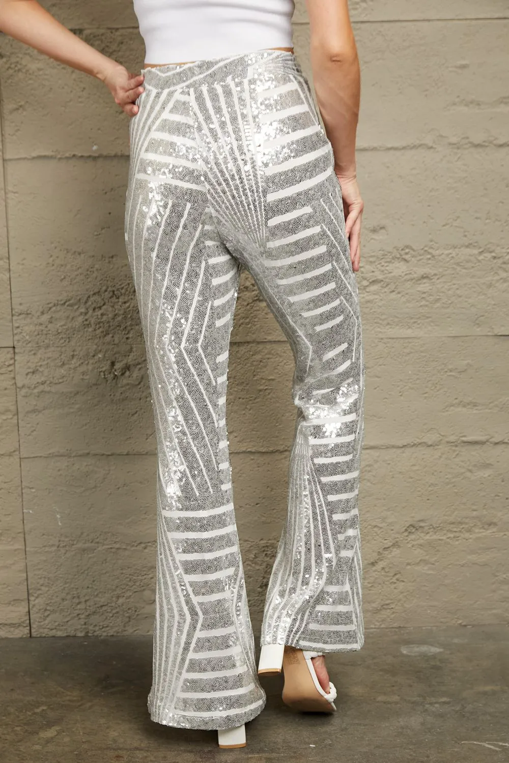 Sequin High Waist Flared Pants