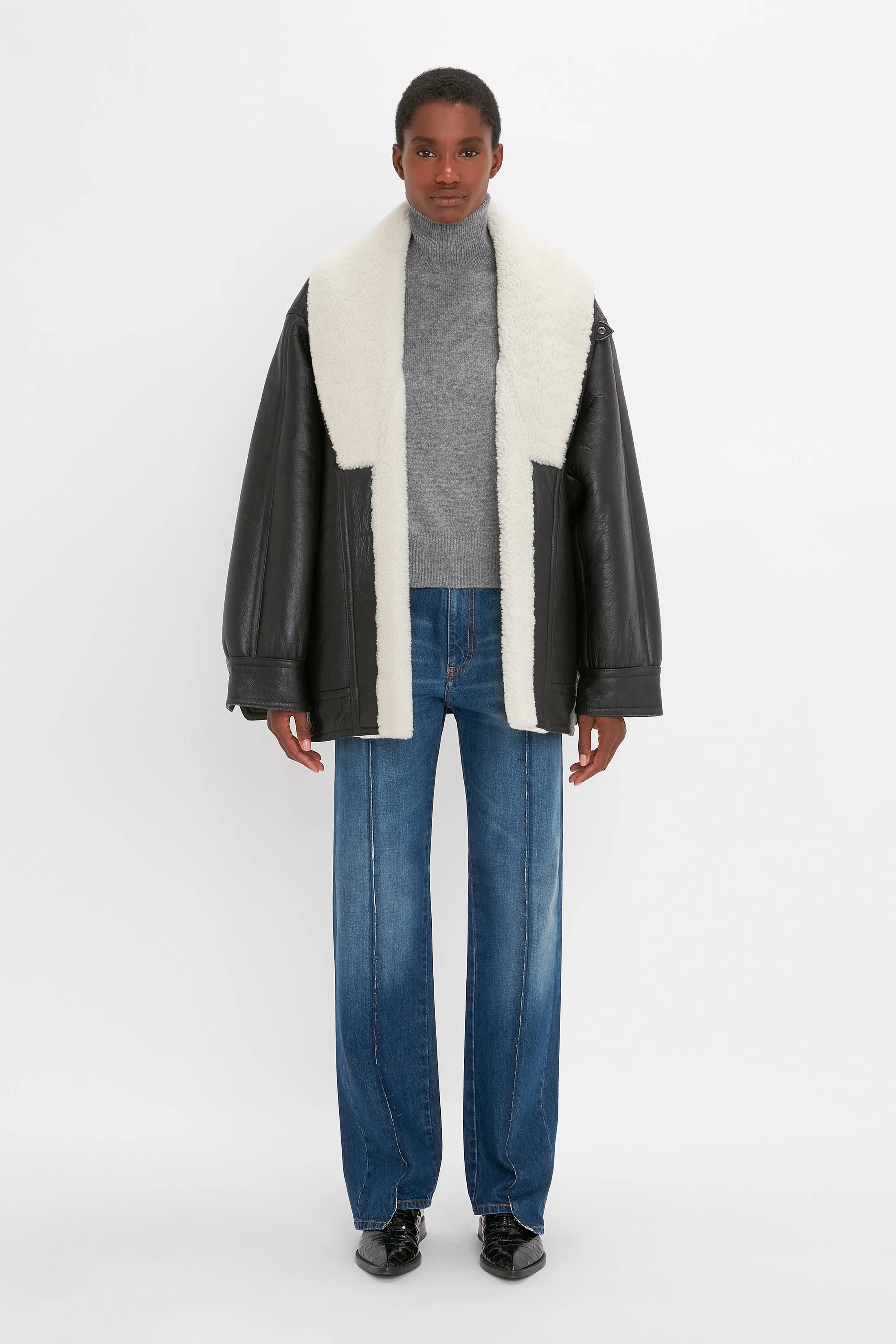 Shearling Coat In Monochrome