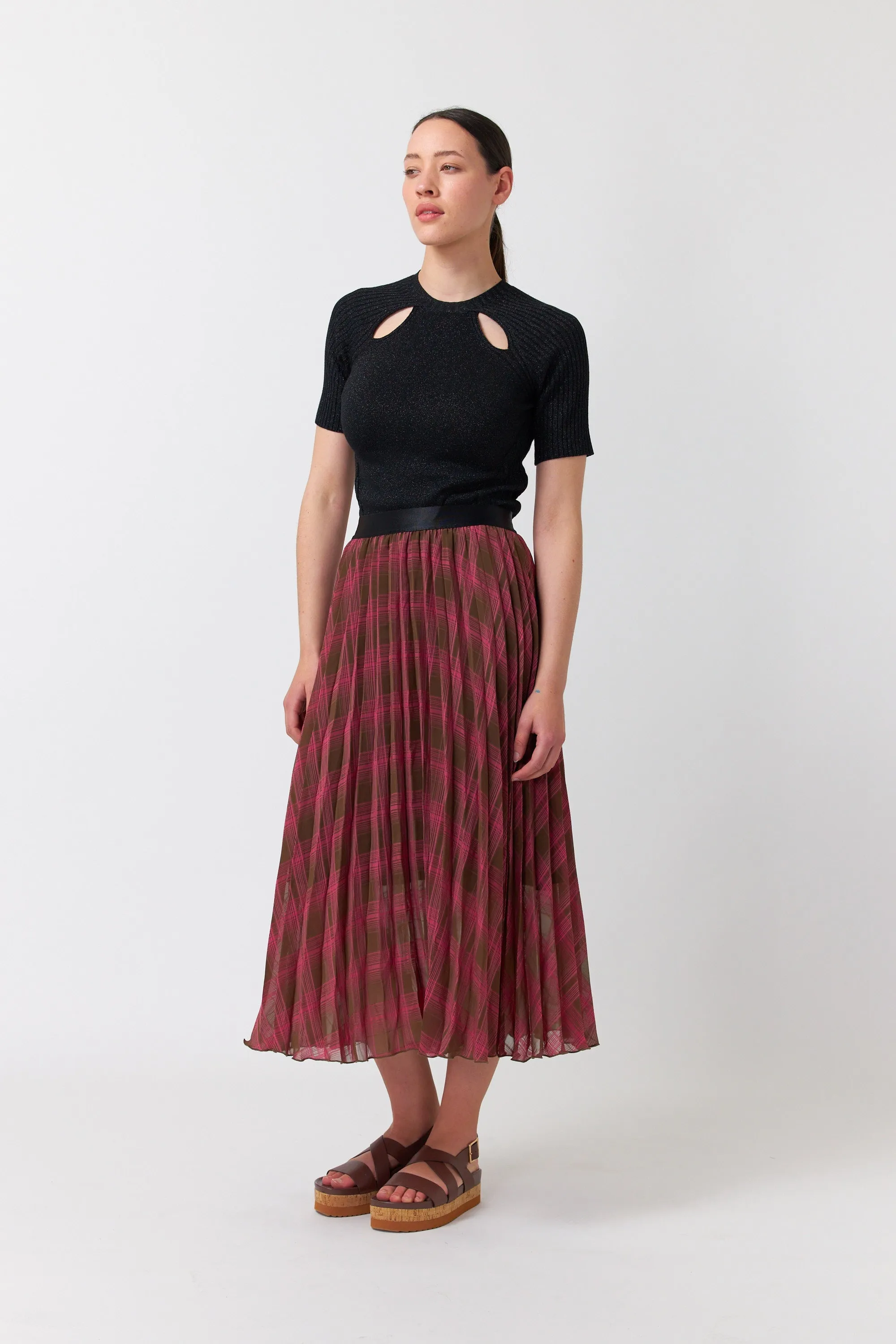 Sheer plaid skirt