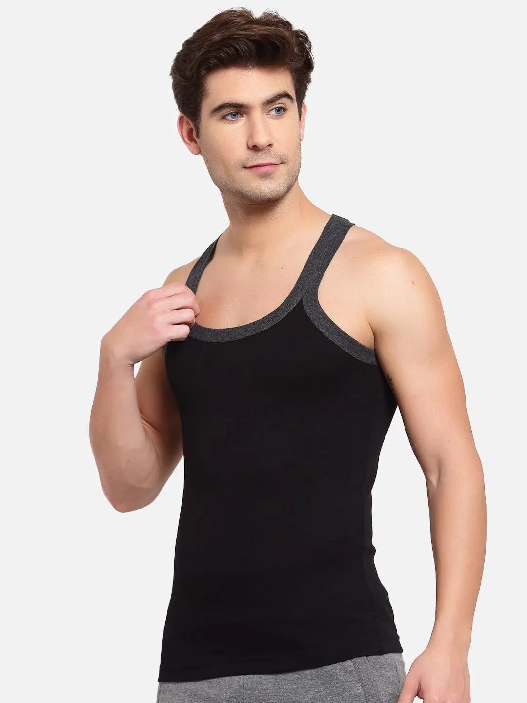 Sporto Men's Gym Vest Super Soft Cotton Pack Of 2 - Black & Blue