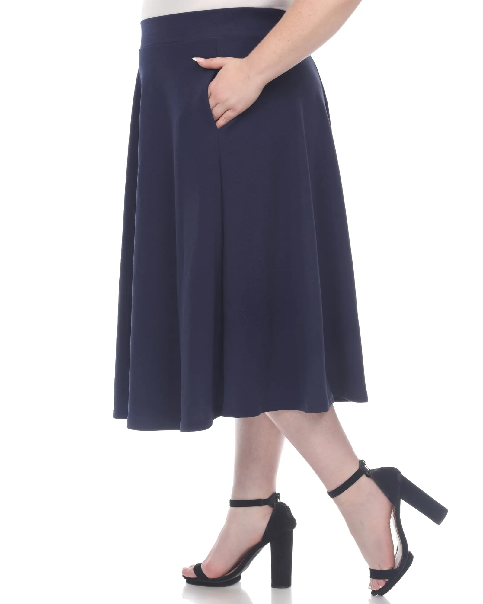 Tasmin Flare Midi Skirt | Navy