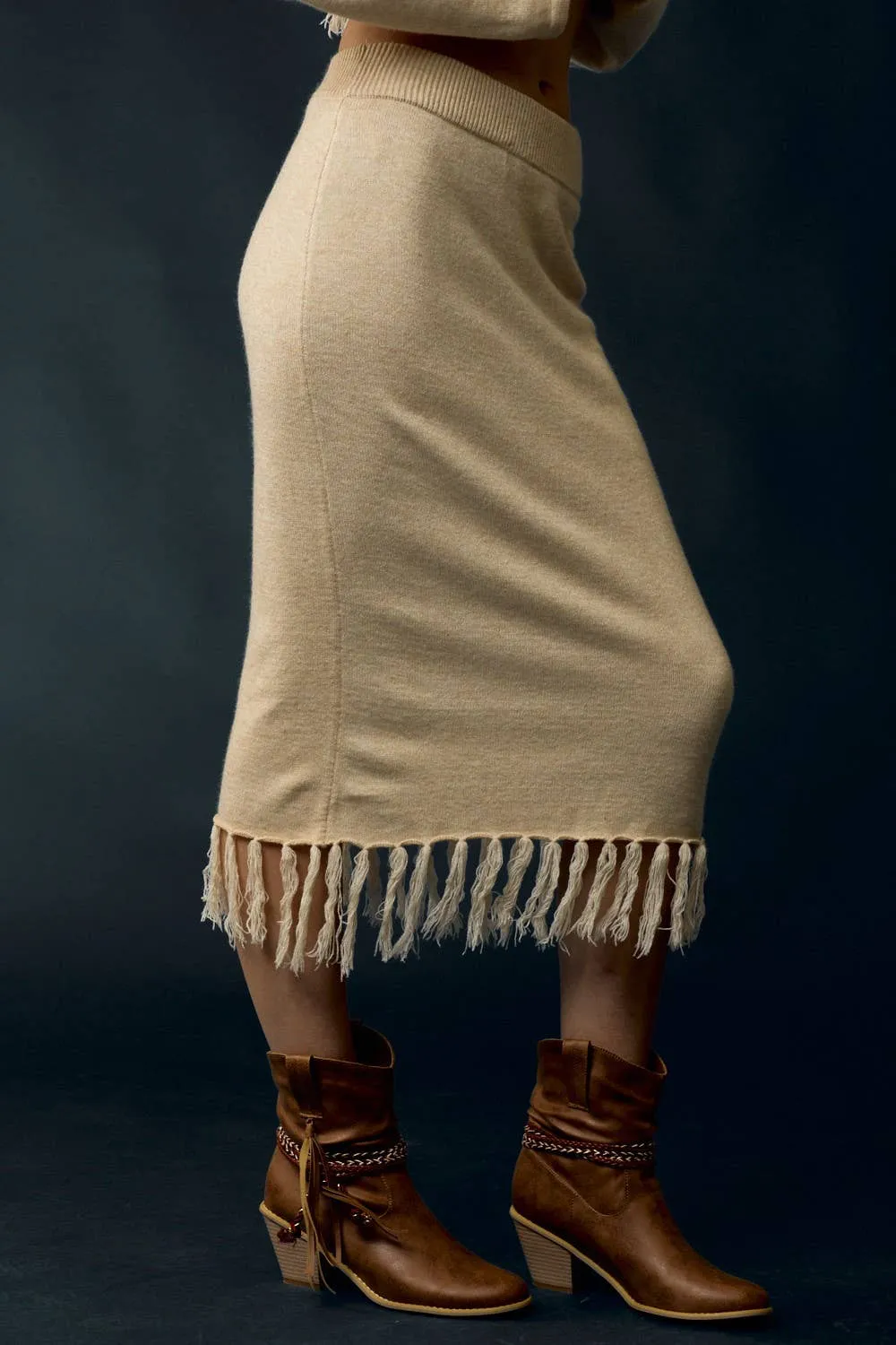 Tassel Trim Sweater Skirt