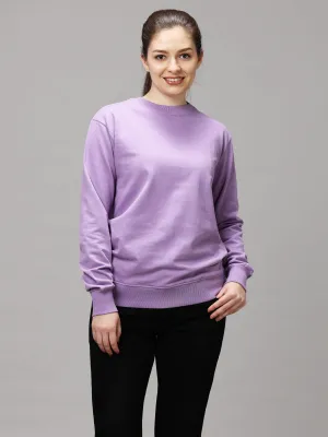 The Greenage Girl Solid Long Violet Sweat Shirt