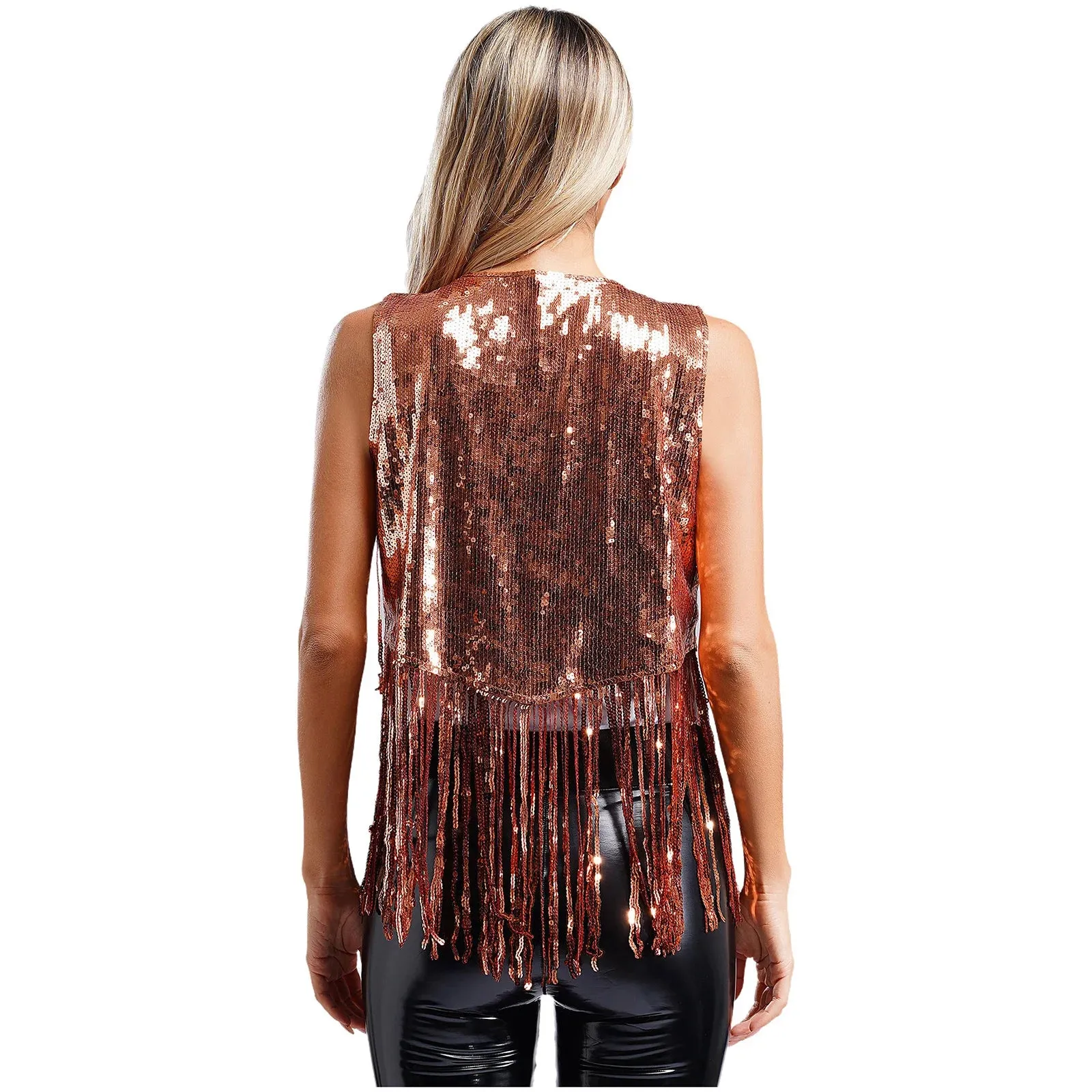 Trend4us Retro Glam Sequin Fringe Vest – Shine in Style!