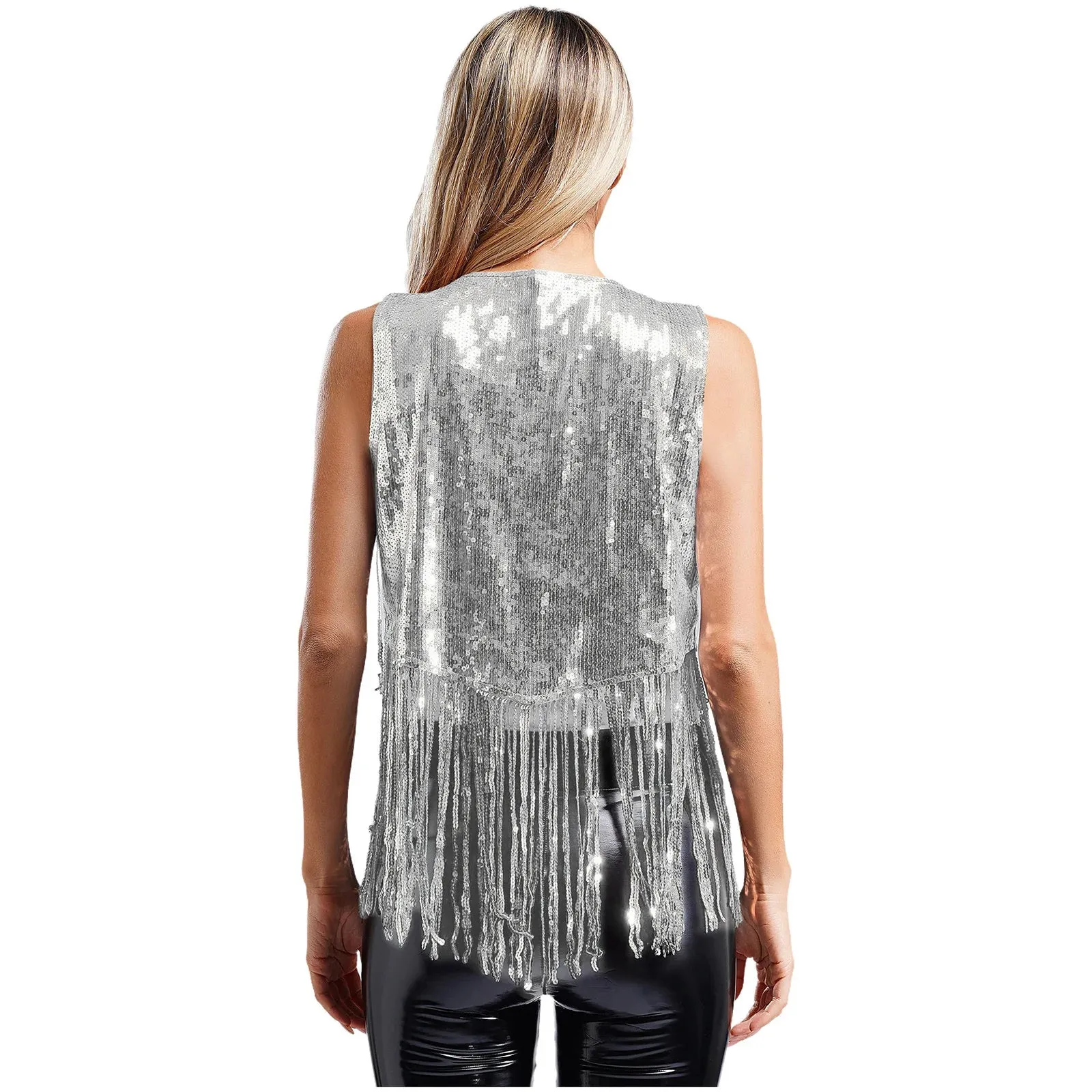 Trend4us Retro Glam Sequin Fringe Vest – Shine in Style!