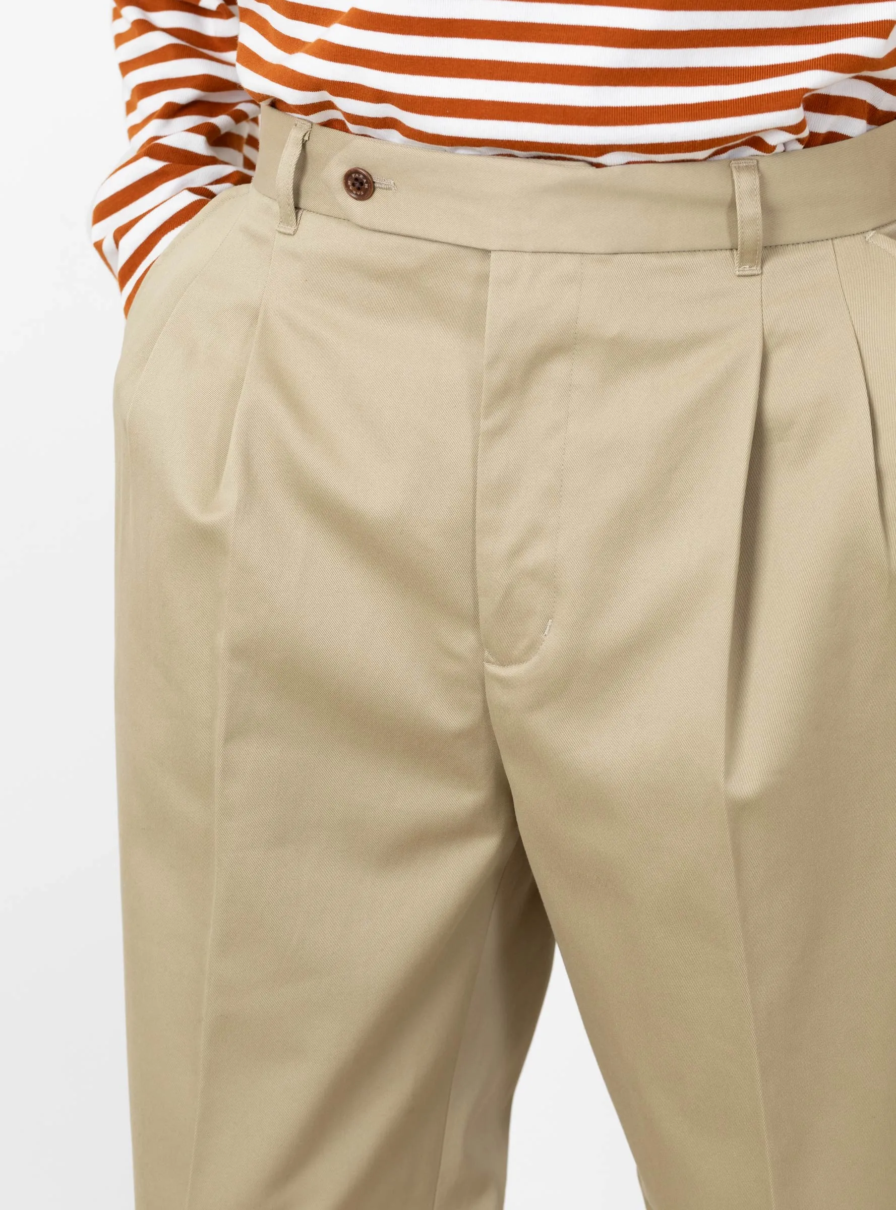 Two Tuck Side Adjustable Pants Beige