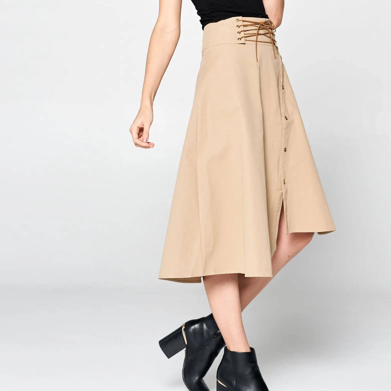 Uneven Cotton Twill Skirt