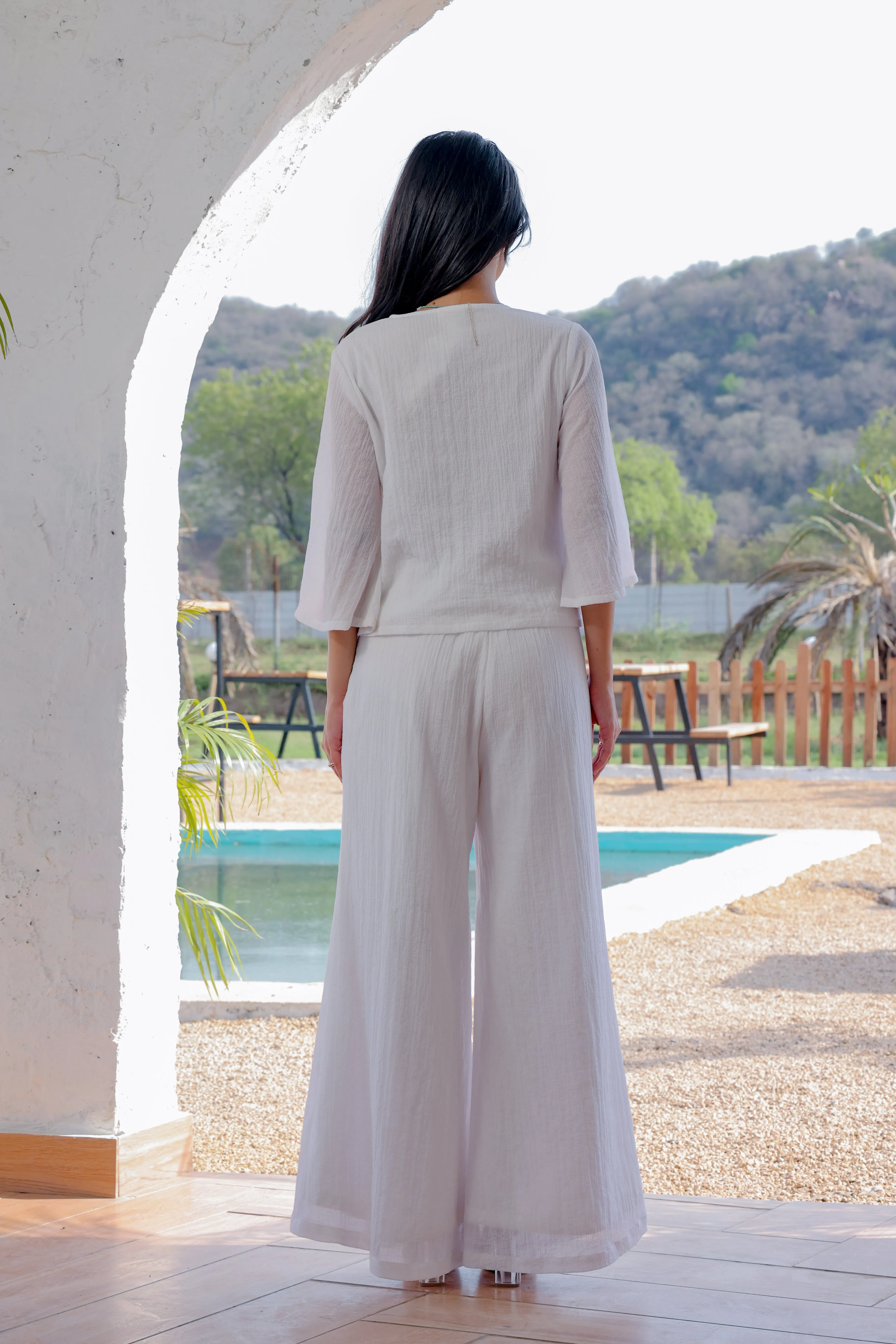 Verona White Flared Pants