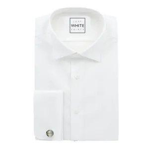 White Egyptian Cotton Non Iron Court Shirt, Wing Tip Collar and French Cuffs