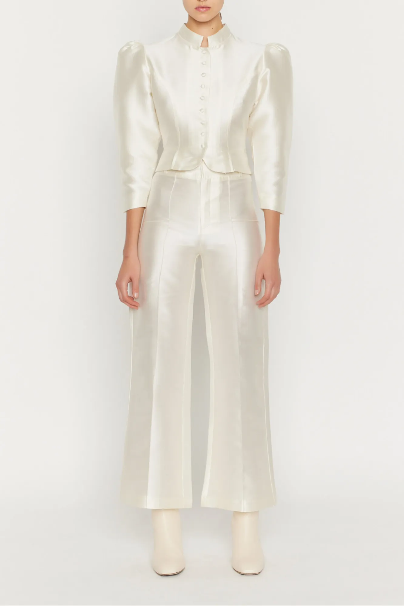 White Satin Flared Pants