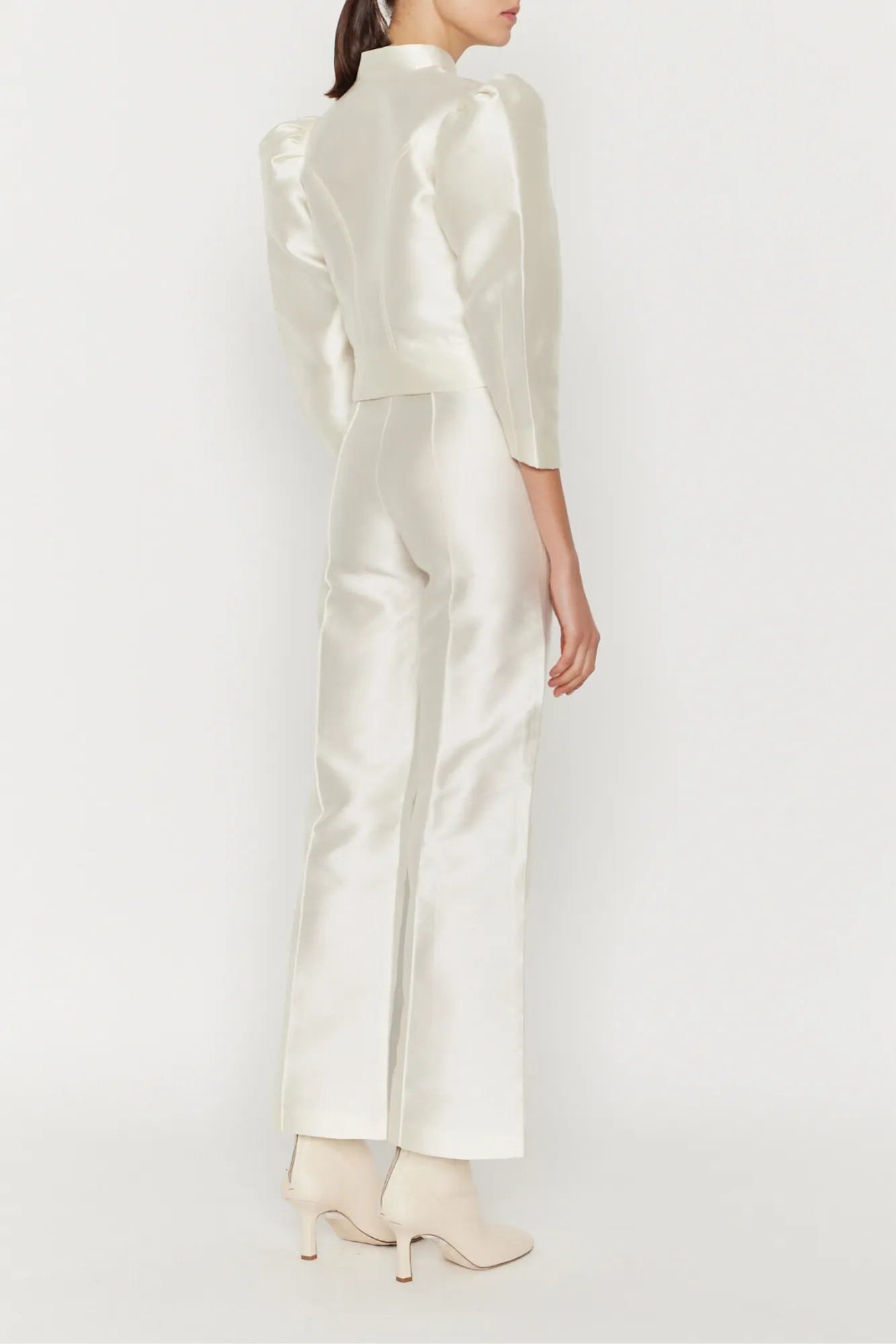 White Satin Flared Pants