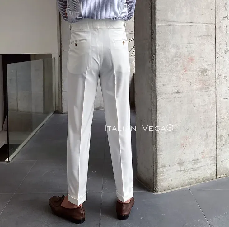 White Signature Buttoned Gurkha Pants by Italian Vega®