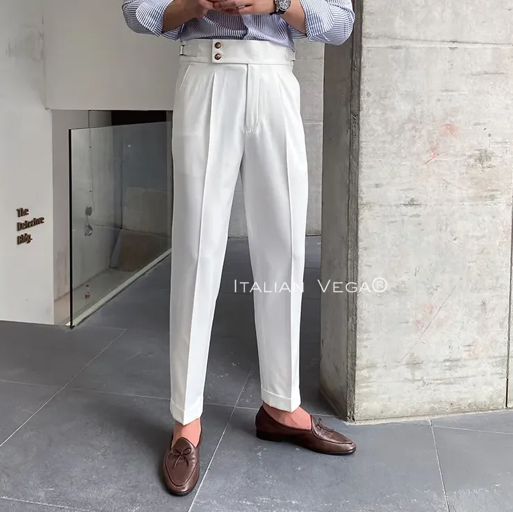 White Signature Buttoned Gurkha Pants by Italian Vega®