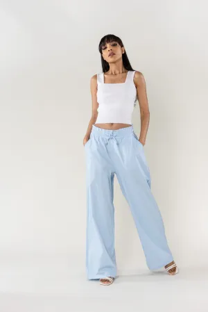 Wholesale Wide Linen Style Pants Sky Blue