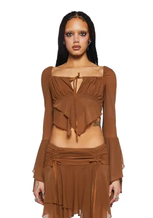 Wild Attraction Mesh Top- Brown