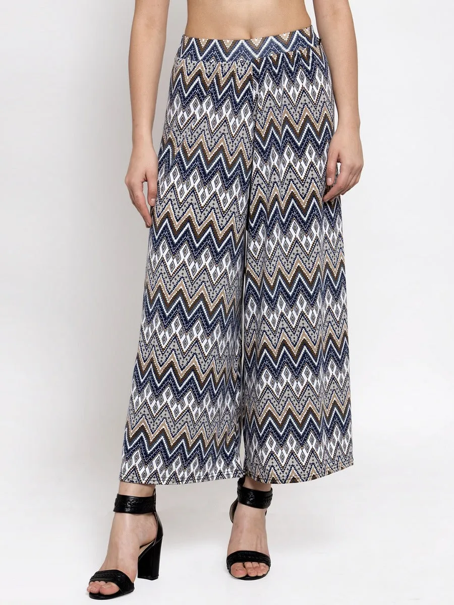 Women Printed Blue Cotton Plazo