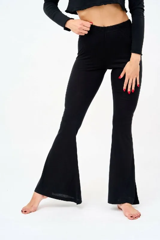 Womens Bell Bottom Leggings in Black