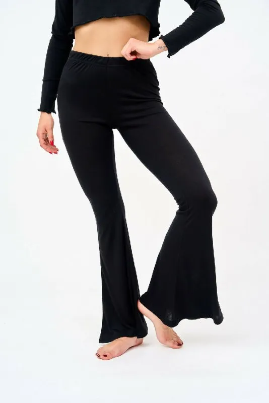 Womens Bell Bottom Leggings in Black