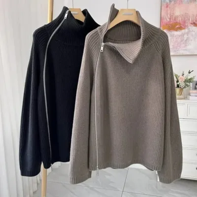 Women's Casual Turtleneck Jumper with Side Zipper | Ideal for Autumn/Winter