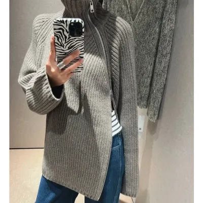 Women's Casual Turtleneck Jumper with Side Zipper | Ideal for Autumn/Winter