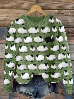 Women's Cozy Vintage Chunky Knitted Sheep Wool Jumper | Ideal for Autumn/Winter