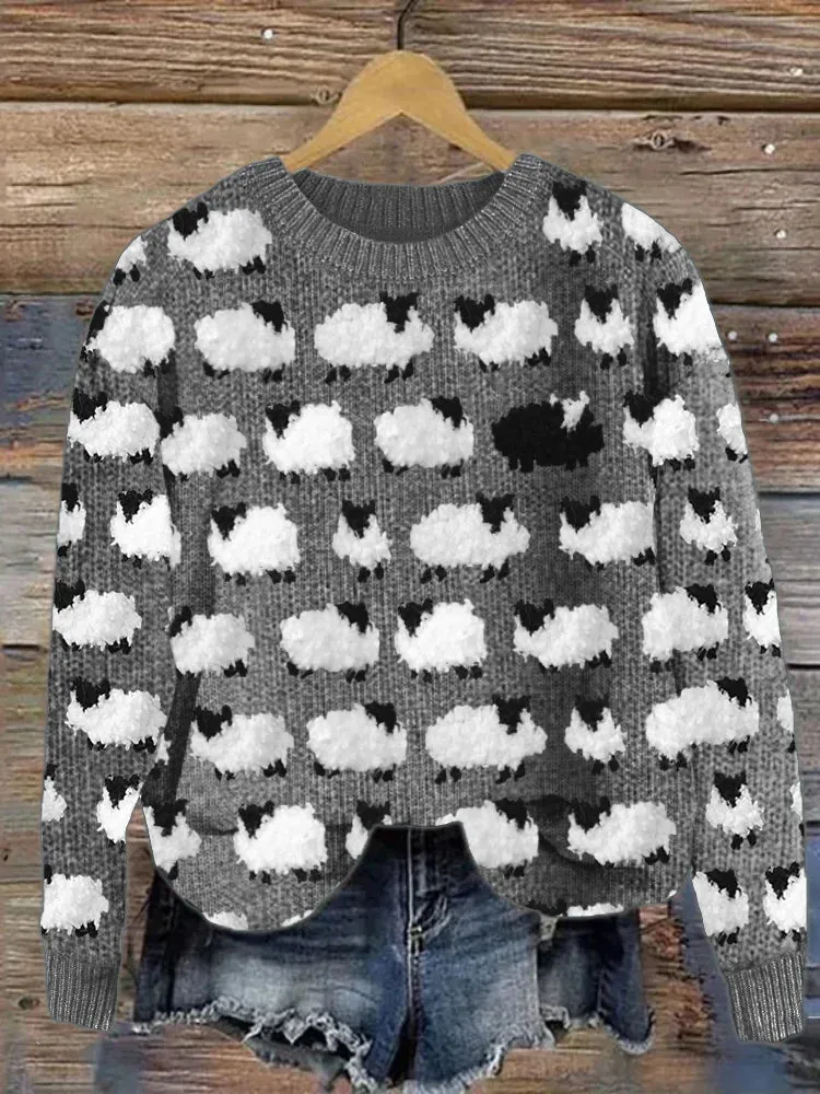 Women's Cozy Vintage Chunky Knitted Sheep Wool Jumper | Ideal for Autumn/Winter