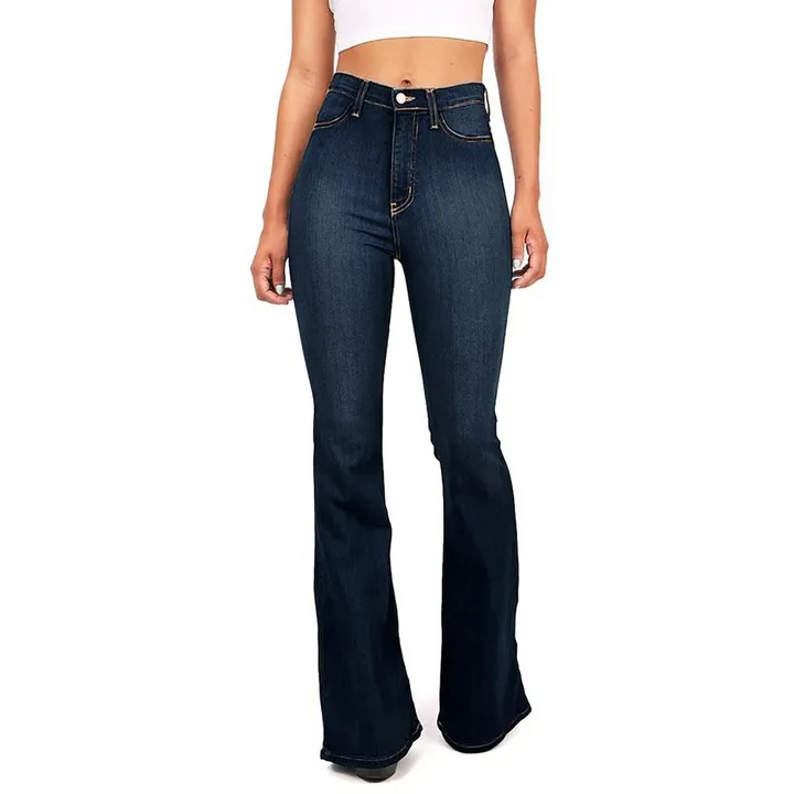 Women's High-Cut Skinny Bell Bottom Denim Flared Pants | Ideal for All Seasons