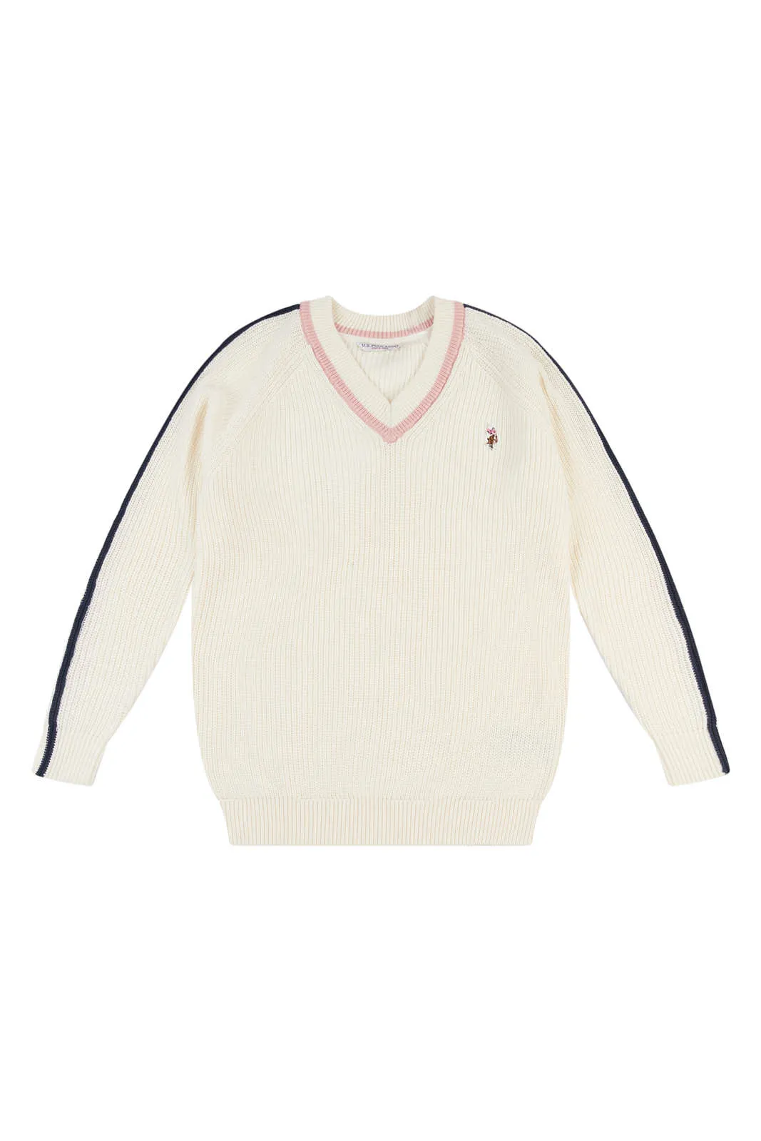 Womens Knitted Cricket Jumper in Egret