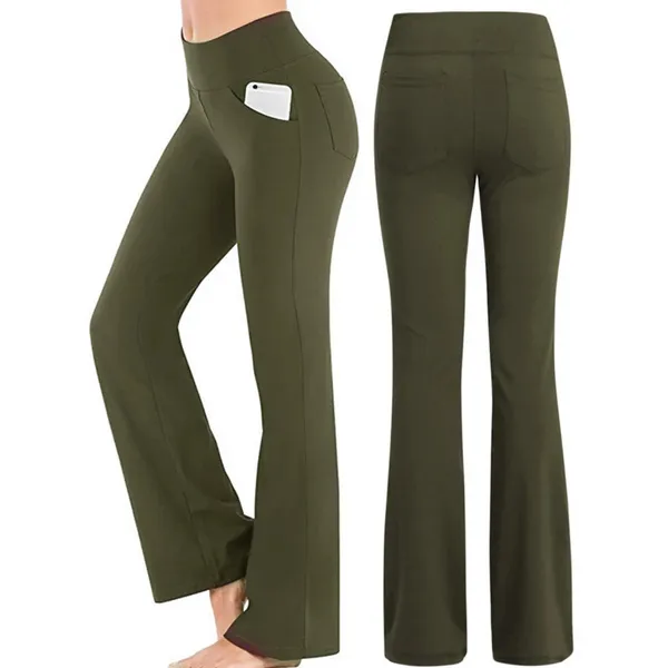 Women's Practical High Waisted Flared Trousers with Phone Pocket | Perfect for Everyday Wear