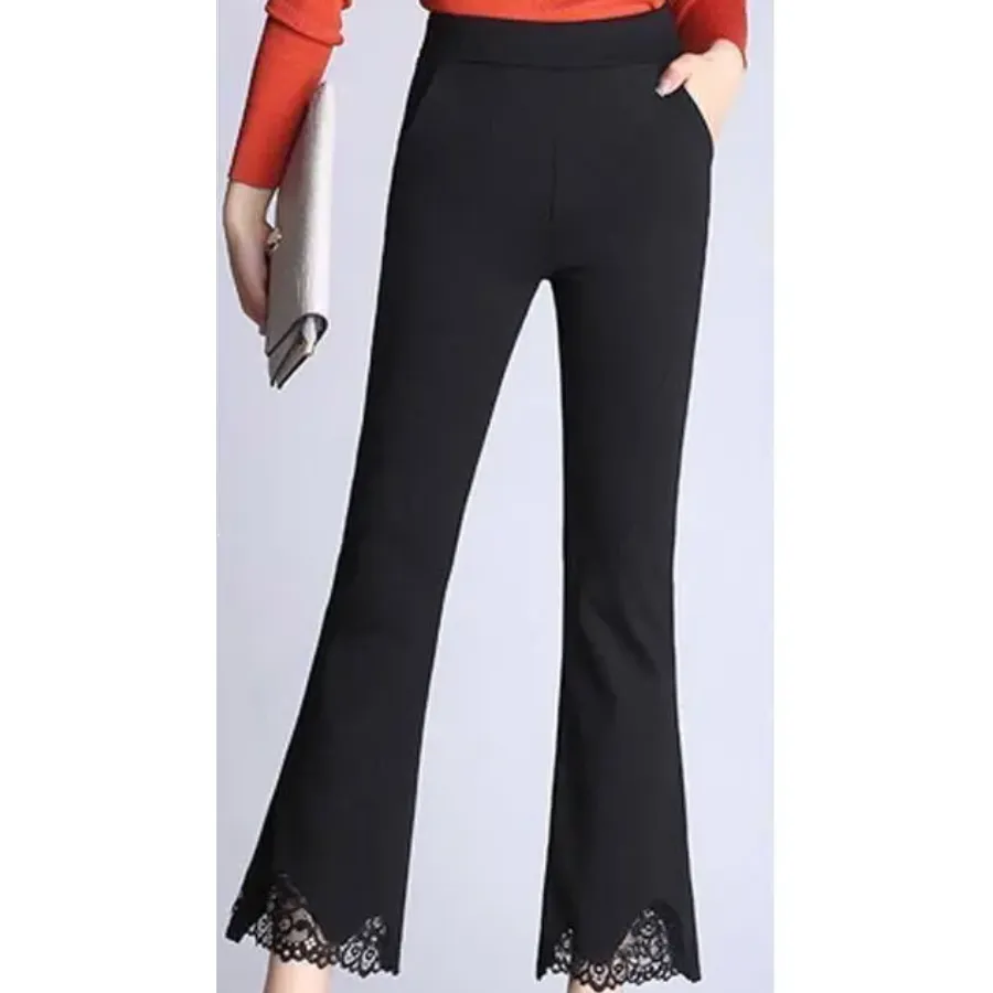 Women's Trendy High-Cut Ribbed Flared Pants with Bell Bottom | Ideal for All Seasons