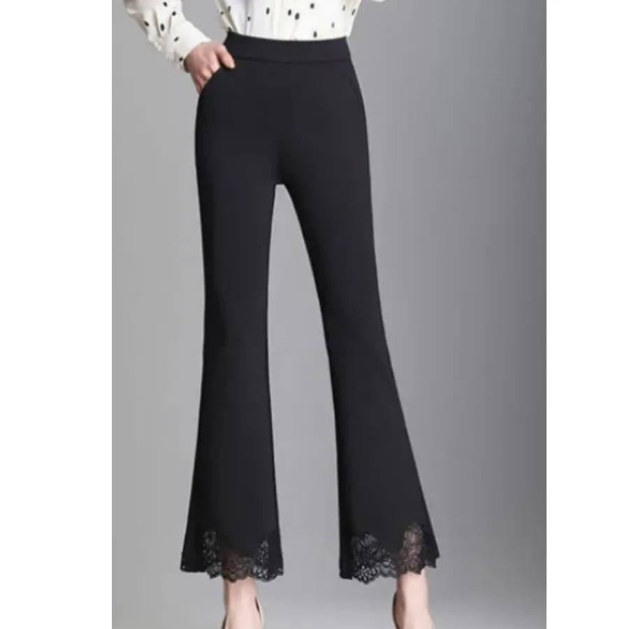 Women's Trendy High-Cut Ribbed Flared Pants with Bell Bottom | Ideal for All Seasons