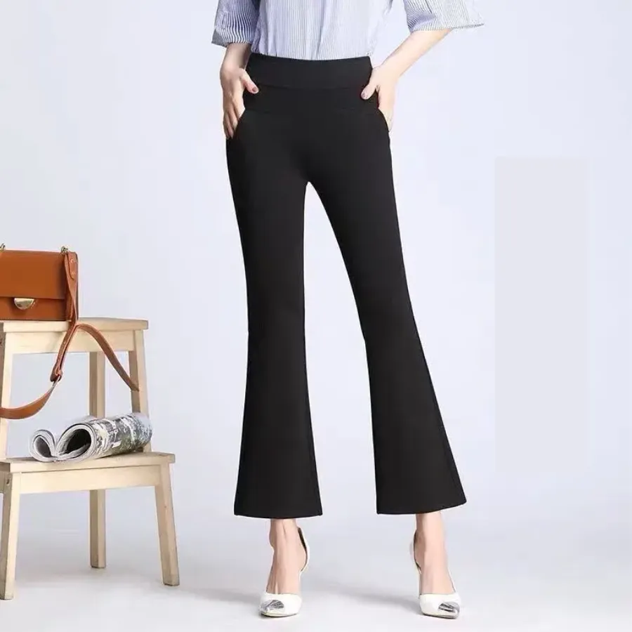 Women's Trendy High-Cut Ribbed Flared Pants with Bell Bottom | Ideal for All Seasons