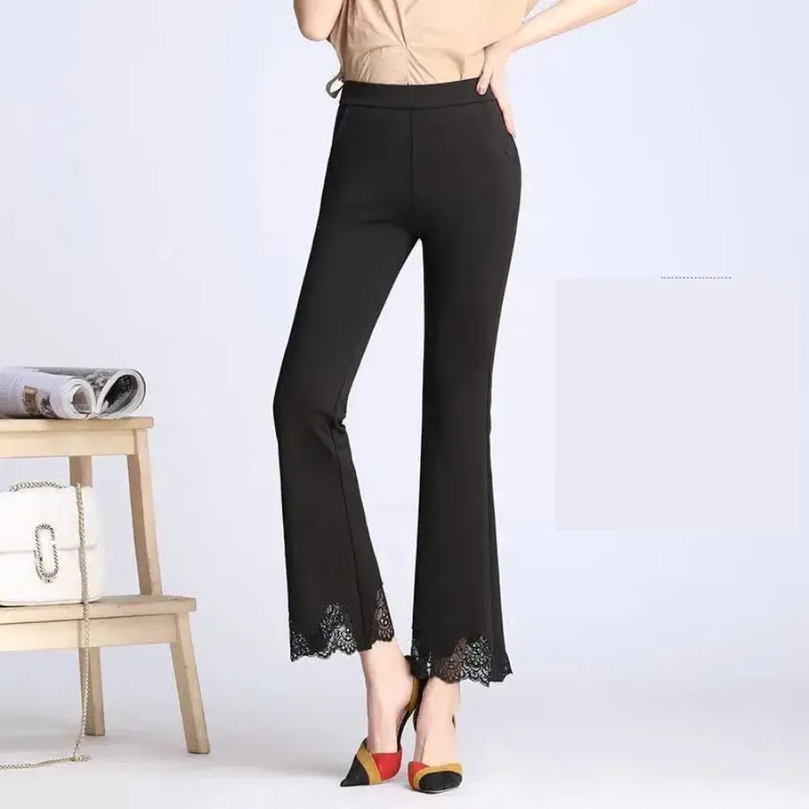 Women's Trendy High-Cut Ribbed Flared Pants with Bell Bottom | Ideal for All Seasons