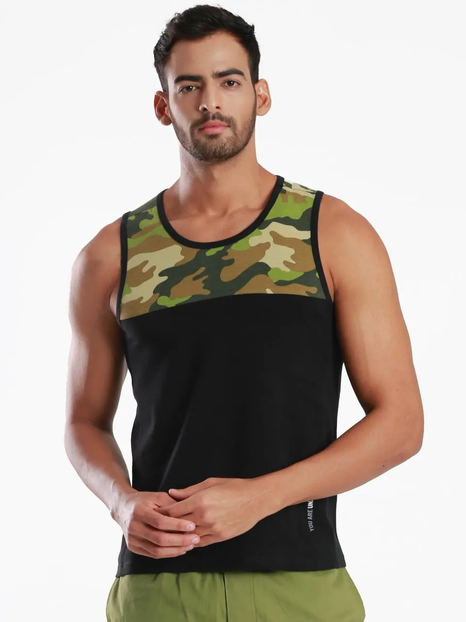 Yoke Camo Black Active Fit Camo Printed Organic Bamboo Vest (Pack Of 1)