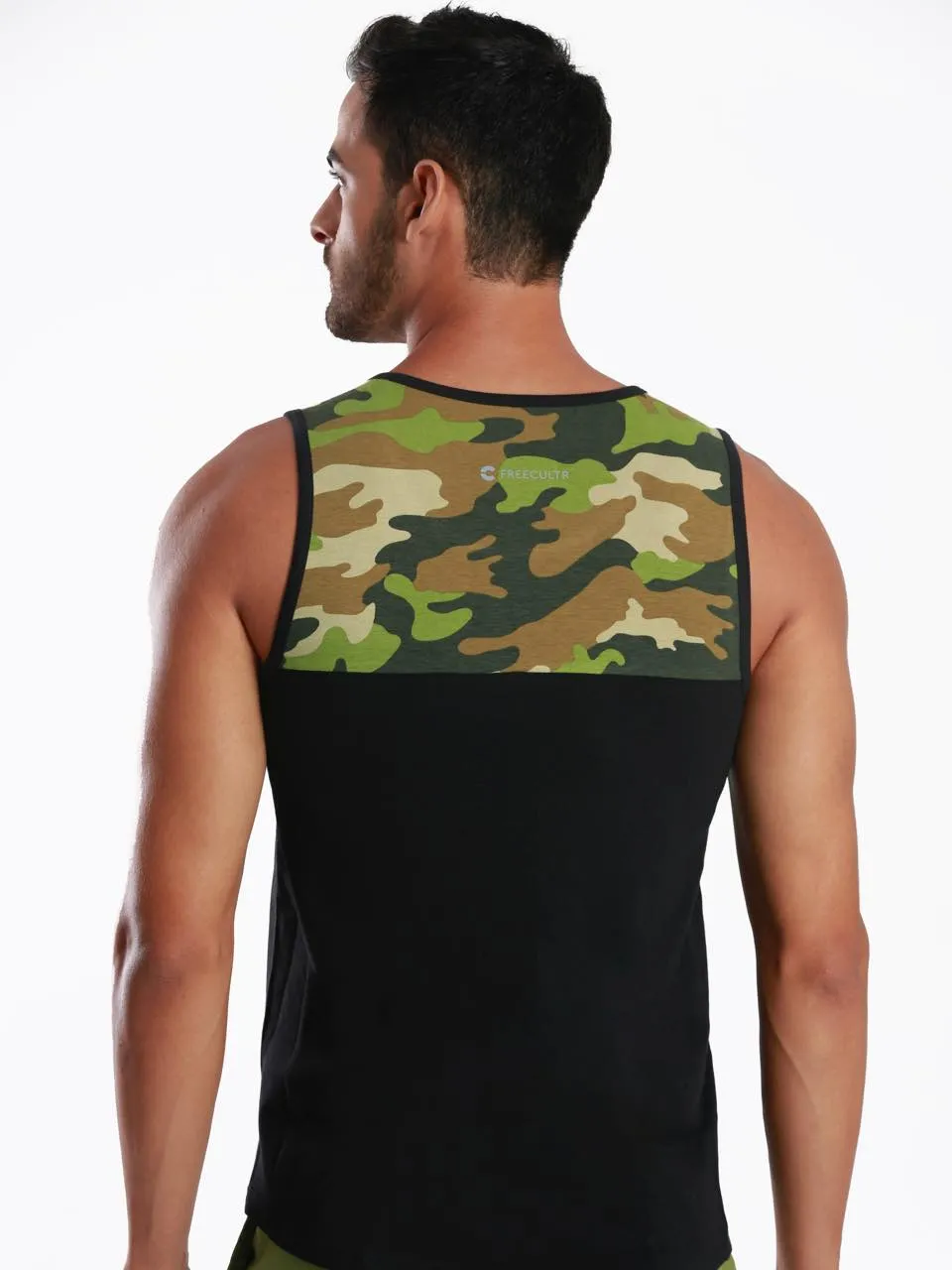 Yoke Camo Black Active Fit Camo Printed Organic Bamboo Vest (Pack Of 1)