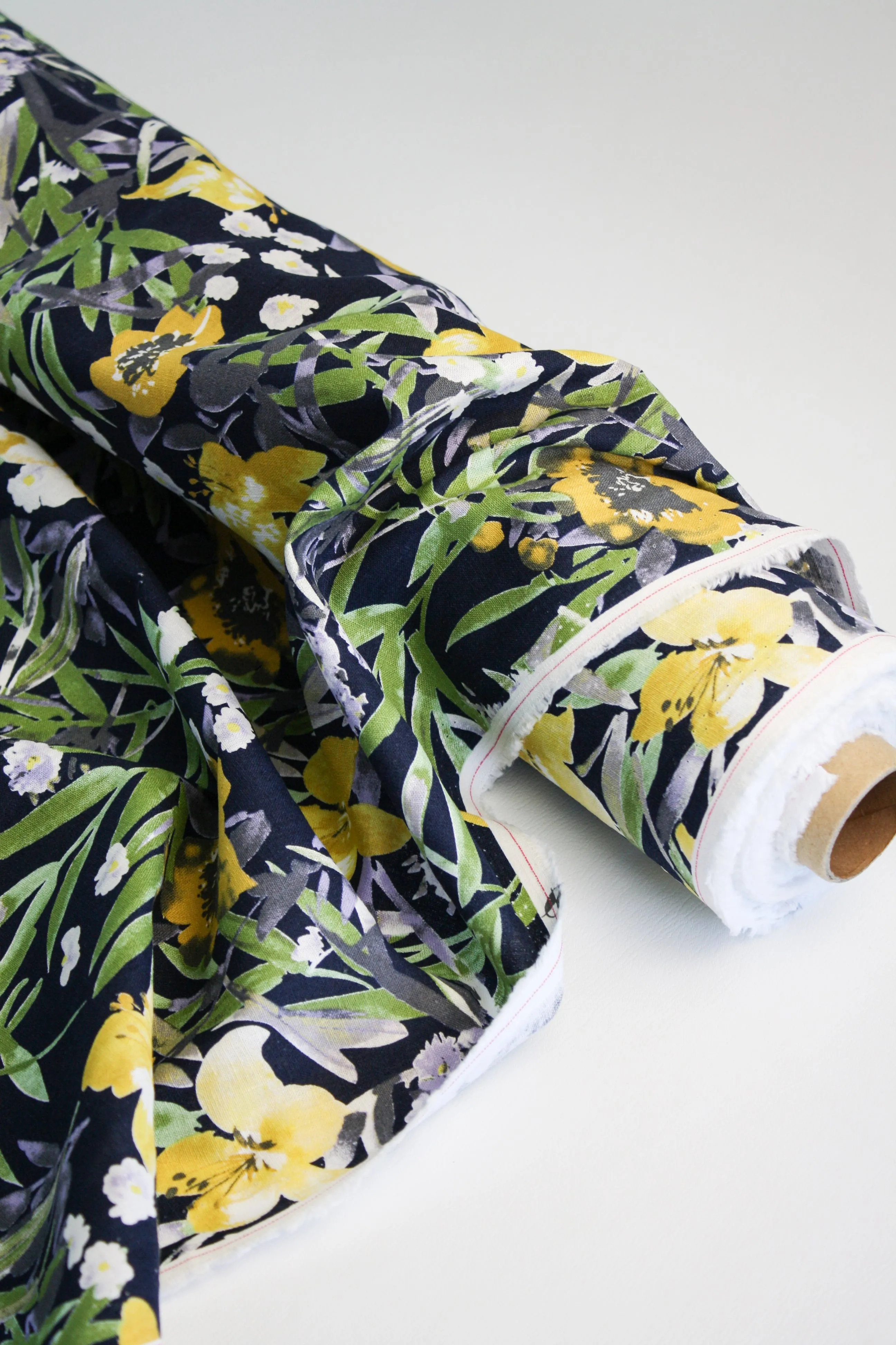 Yuka - Printed Linen | Navy